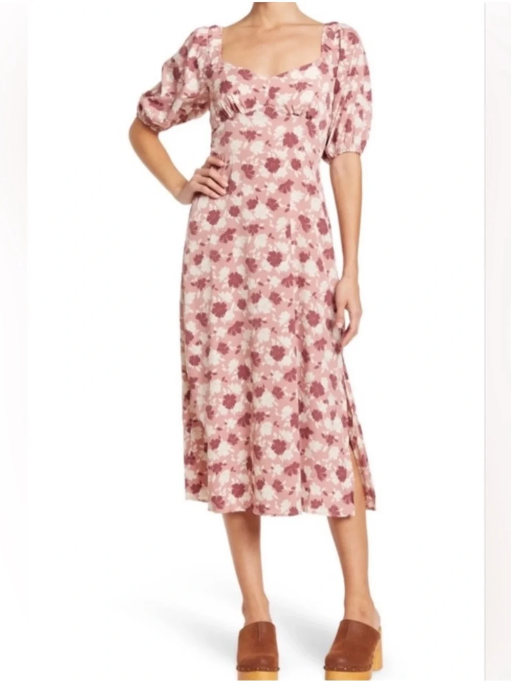 Lush Rose Pink Floral Midi Dress - Picture 1 of 7